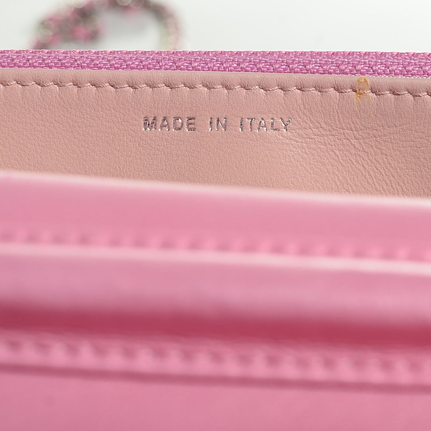 Lambskin Micro Quilted Wallet On Chain WOC Pink