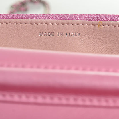 Chanel Lambskin Micro Quilted Wallet On Chain WOC Pink 7 of 9