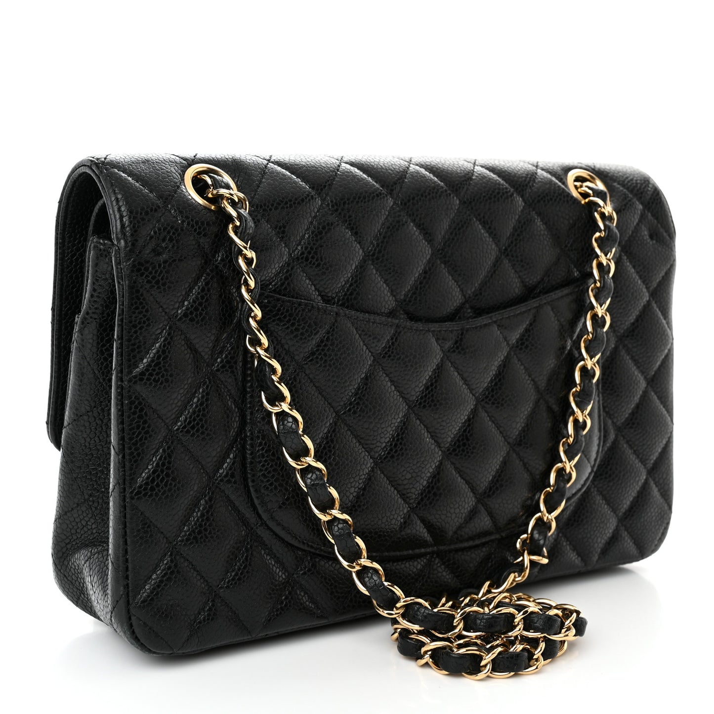 Caviar Quilted Medium Double Flap Black