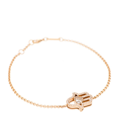 Chopard 18K Rose Gold Diamond Happy Diamonds Good Luck Charm Hamsa Pave Bracelet 1 of 5
