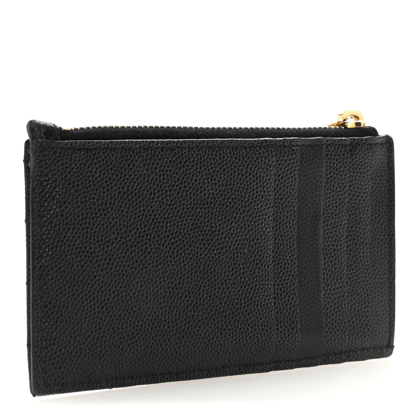 Grain De Poudre Matelasse Chevron Monogram Fragments Zippered Card Case Black