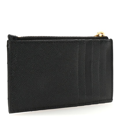 Saint Laurent Grain De Poudre Matelasse Chevron Monogram Fragments Zippered Card Case Black 3 of 6