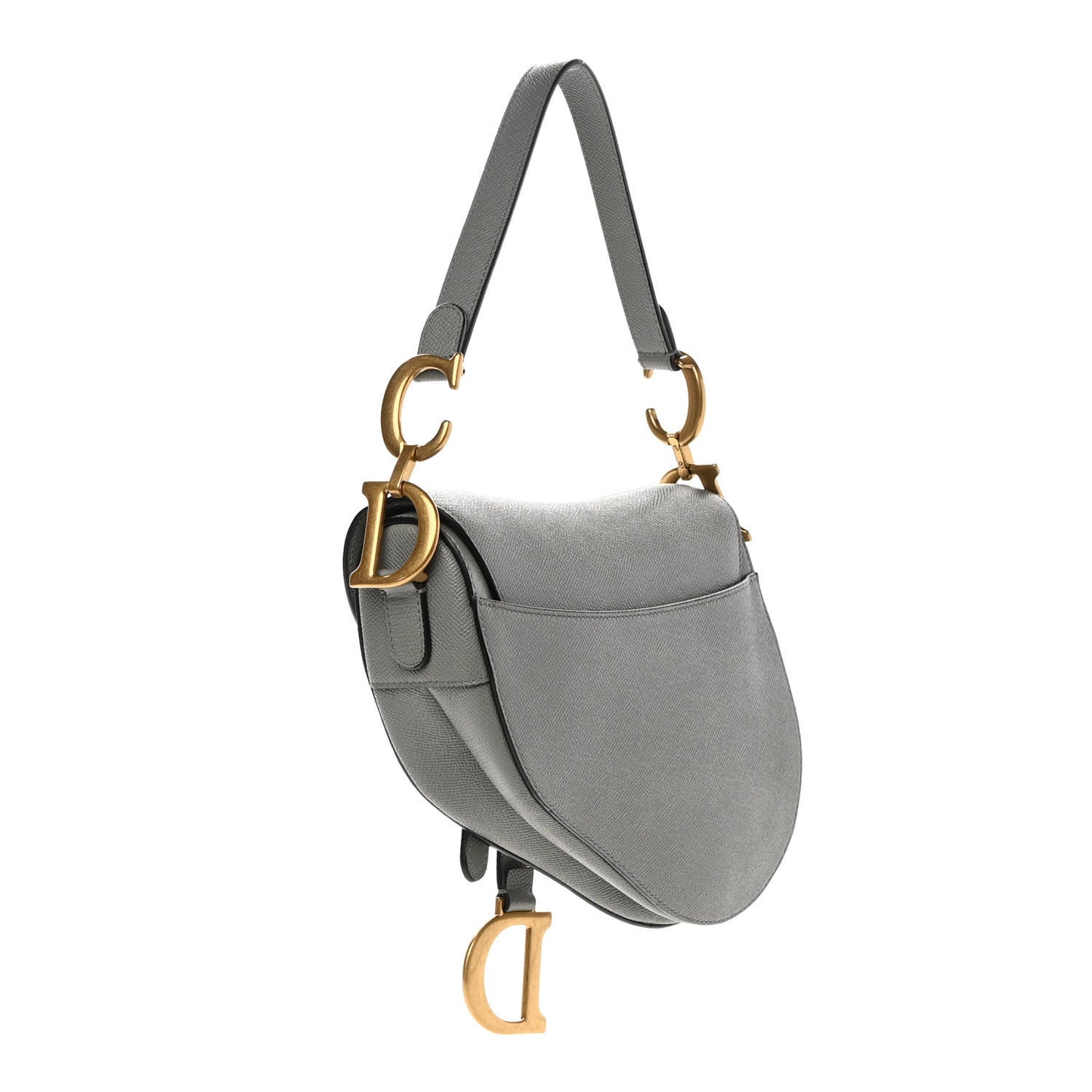 Grained Calfskin Saddle Bag Grey