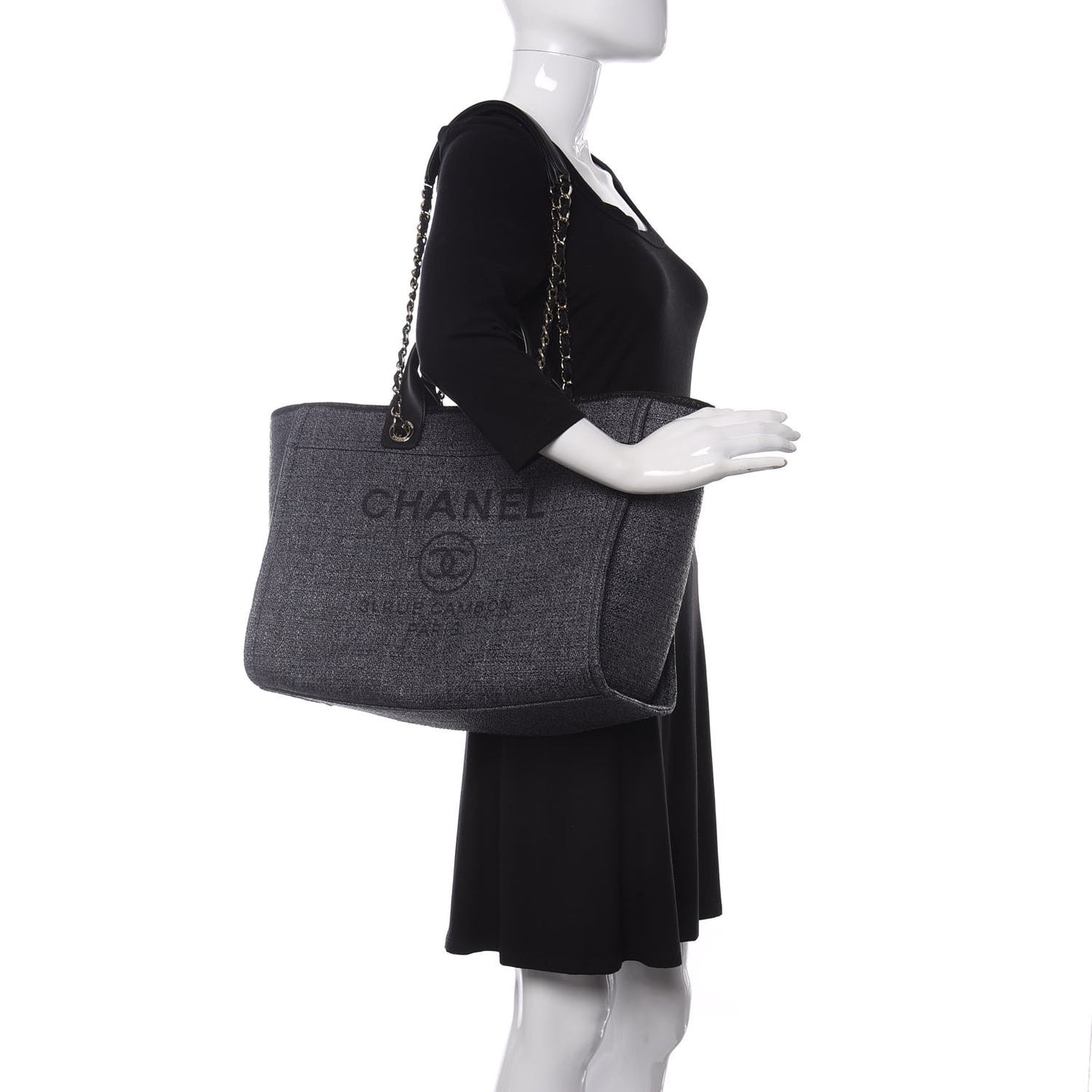 Lurex Boucle Medium Deauville Tote Black
