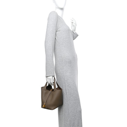 Hermes Taurillon Clemence Picotin Lock 18 PM Etoupe 2 of 10