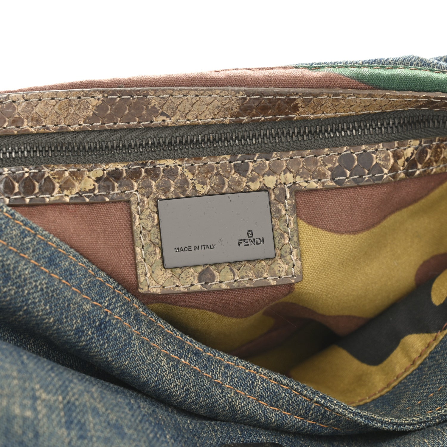 Fendi Denim Snakeskin Baguette Blue 6 of 10