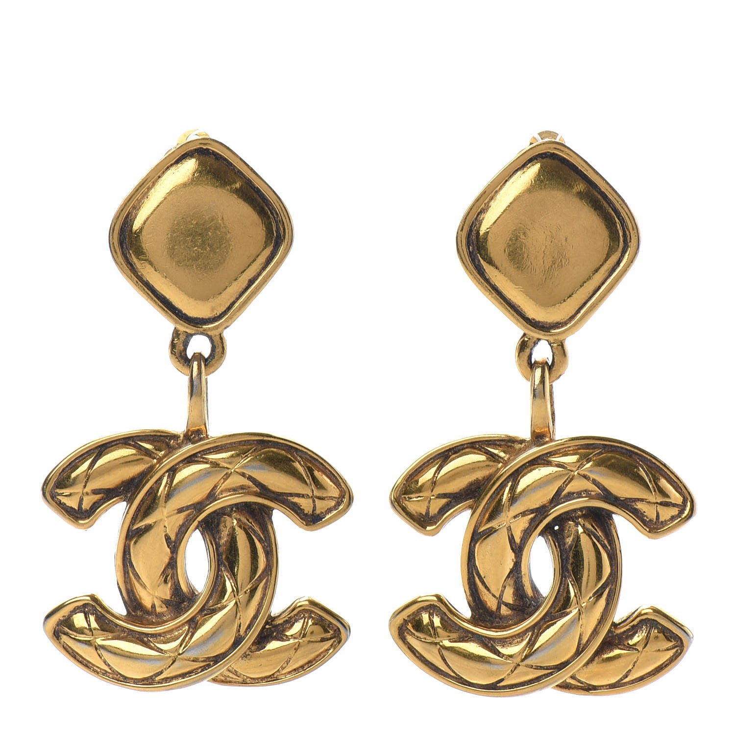Chanel CC Drop Clip On Earrings Gold 1 of 4