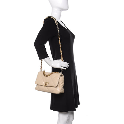 Chanel Lambskin Quilted Medium Chanel 19 Flap Light Beige 2 of 10