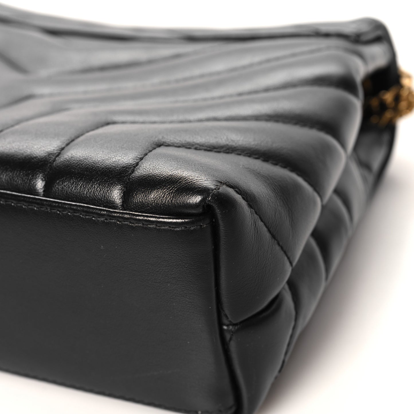 Calfskin Y Quilted Monogram Small Loulou Chain Satchel Black