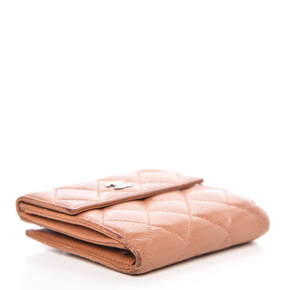 Chanel Caviar Quilted Compact French Flap Wallet Dark Beige 4 of 20