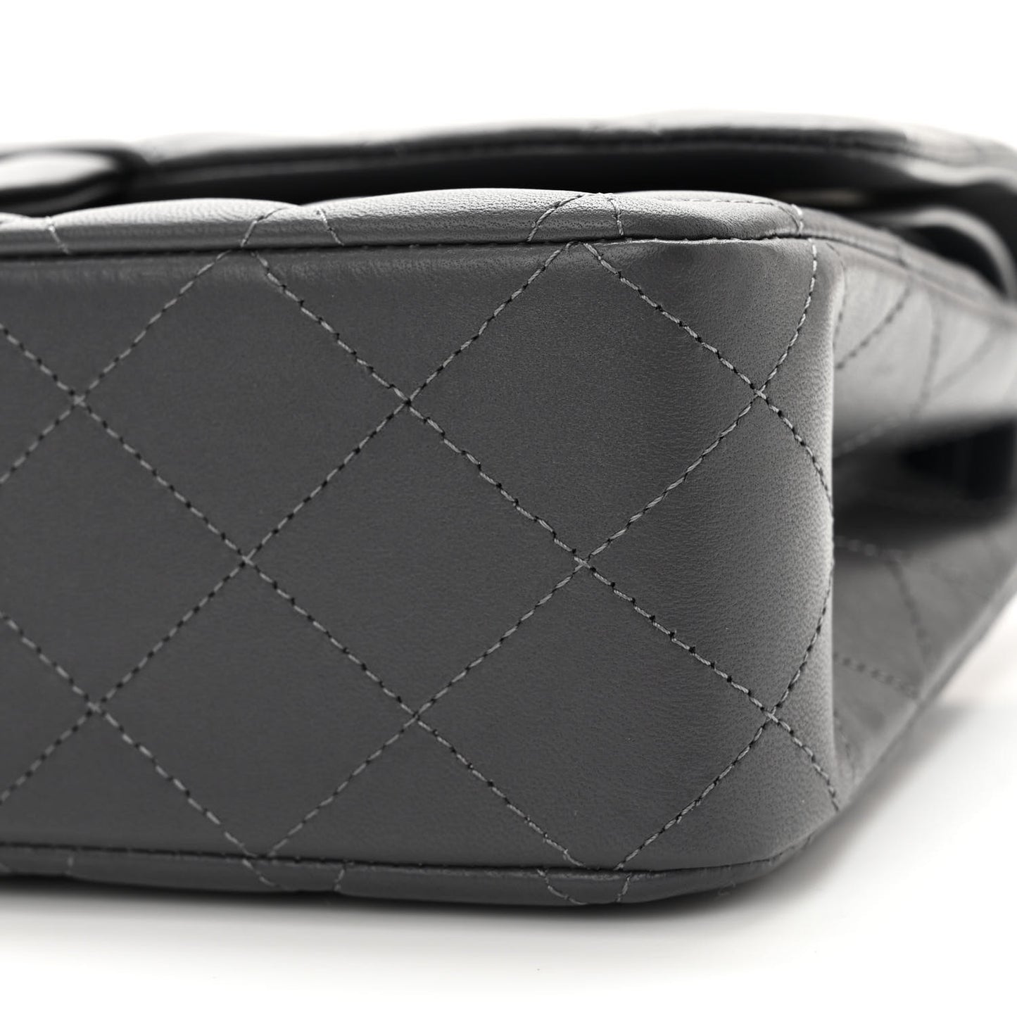 Caviar Quilted Medium Double Flap Dark Grey