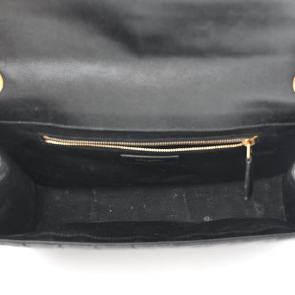 Saint Laurent Grain De Poudre Matelasse Chevron Large Monogram Satchel Black 5 of 14