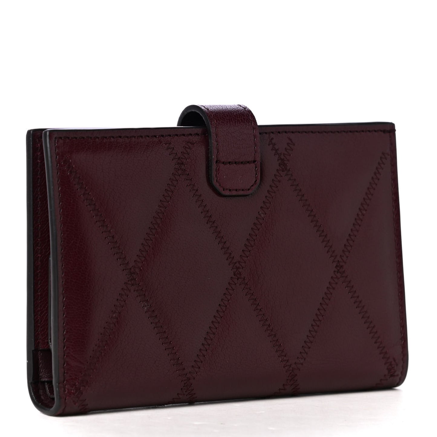 Goatskin Diamond Quilted GV3 Medium Wallet Aubergine