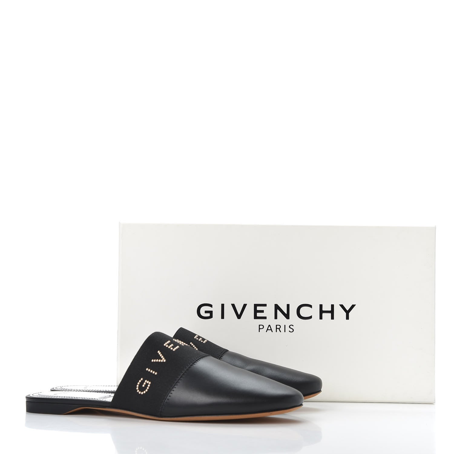 Givenchy Calfskin Crystal Embellished Bedford Logo Mule Slides 39.5 Black 10 of 10