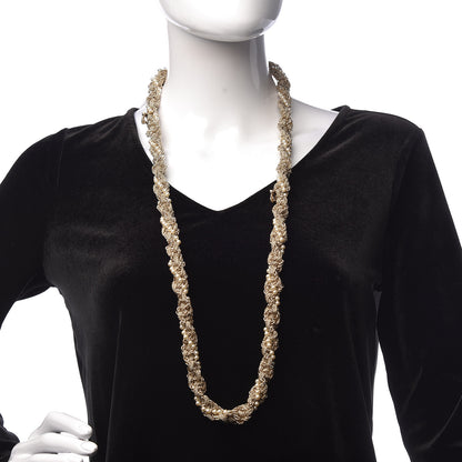 Chanel Pearl Chain CC Long Necklace Golden Pearly White 2 of 6