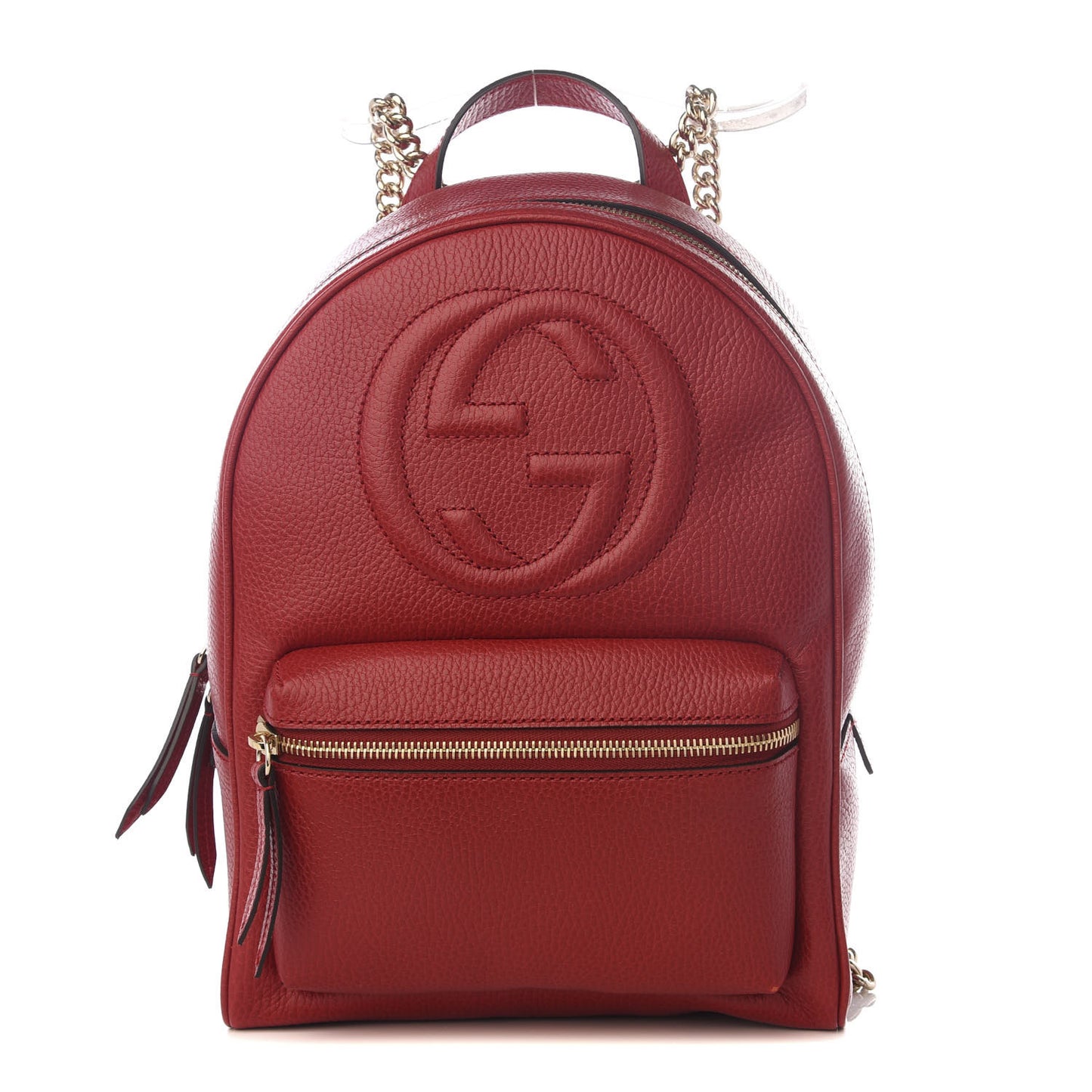 Pebbled Calfskin Soho Chain Backpack Hibiscus Red