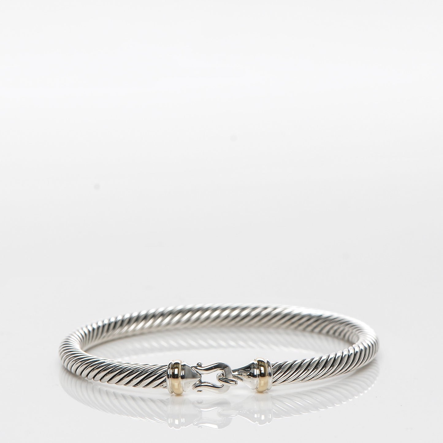 Sterling Silver 18K Yellow Gold 5mm Cable Classic Buckle Bracelet