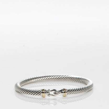 David Yurman Sterling Silver 18K Yellow Gold 5mm Cable Classic Buckle Bracelet 4 of 4