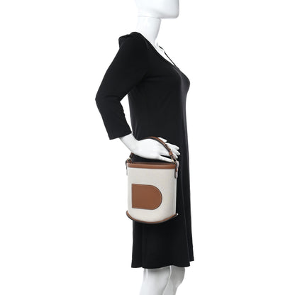 Delvaux Linen Canvas Supple Calfskin Mini Pin Daily Surpique Bucket Naturel 2 of 10