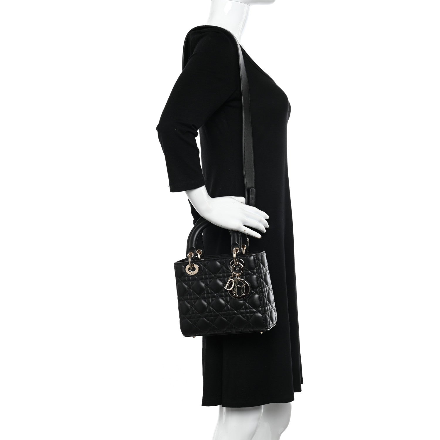 Christian Dior Lambskin Cannage Small My ABCDior Lady Dior Black 2 of 14