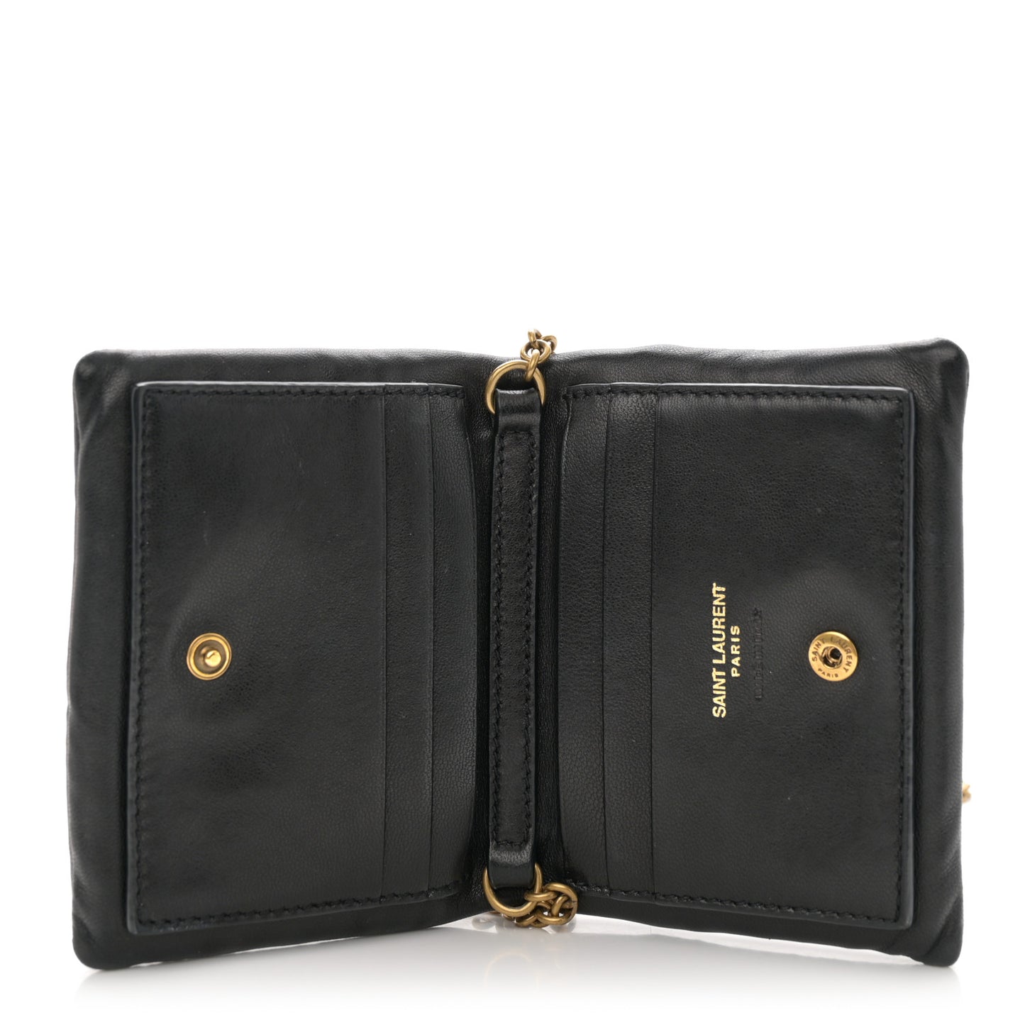 Lambskin Calypso Compact Chain Wallet Black