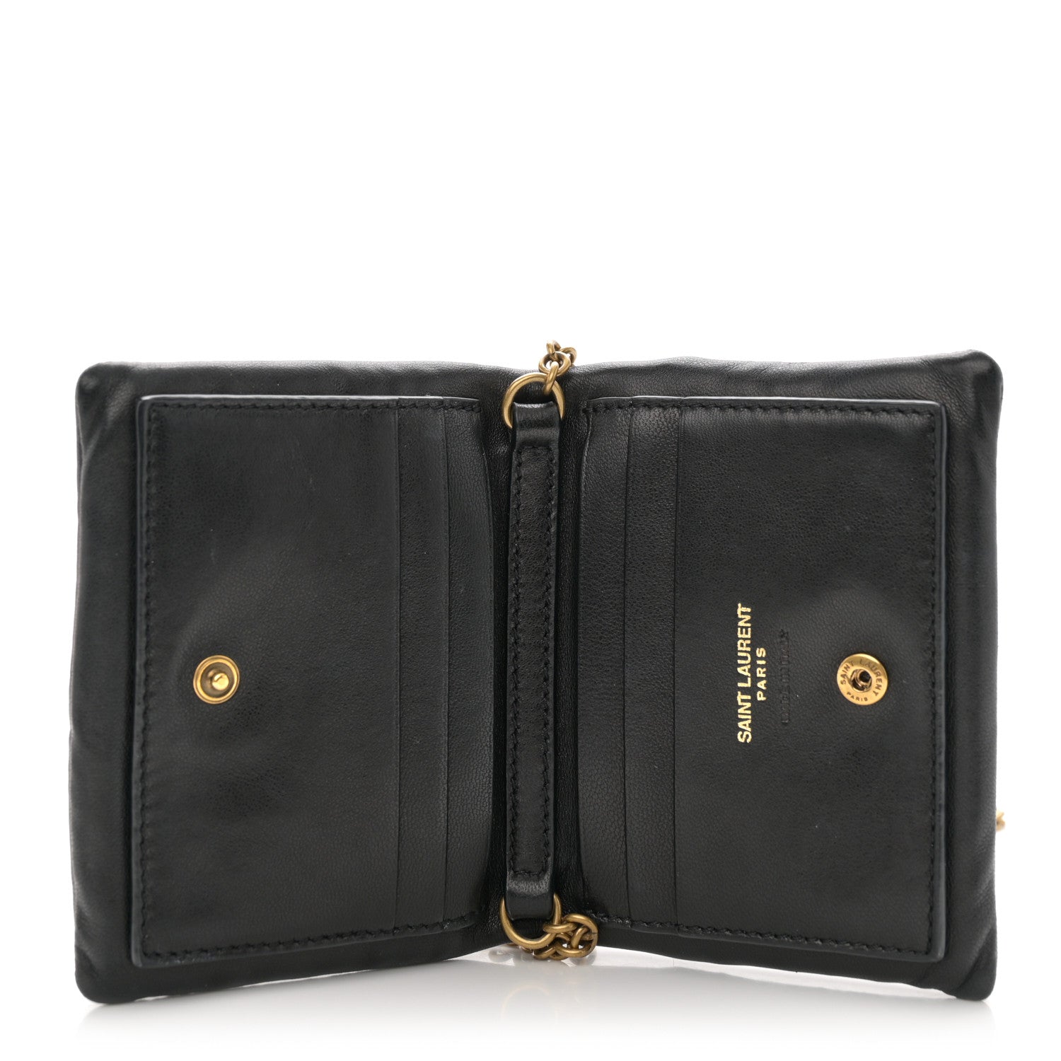 Saint Laurent Lambskin Calypso Compact Chain Wallet Black 5 of 10