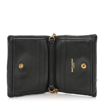 Saint Laurent Lambskin Calypso Compact Chain Wallet Black 5 of 10