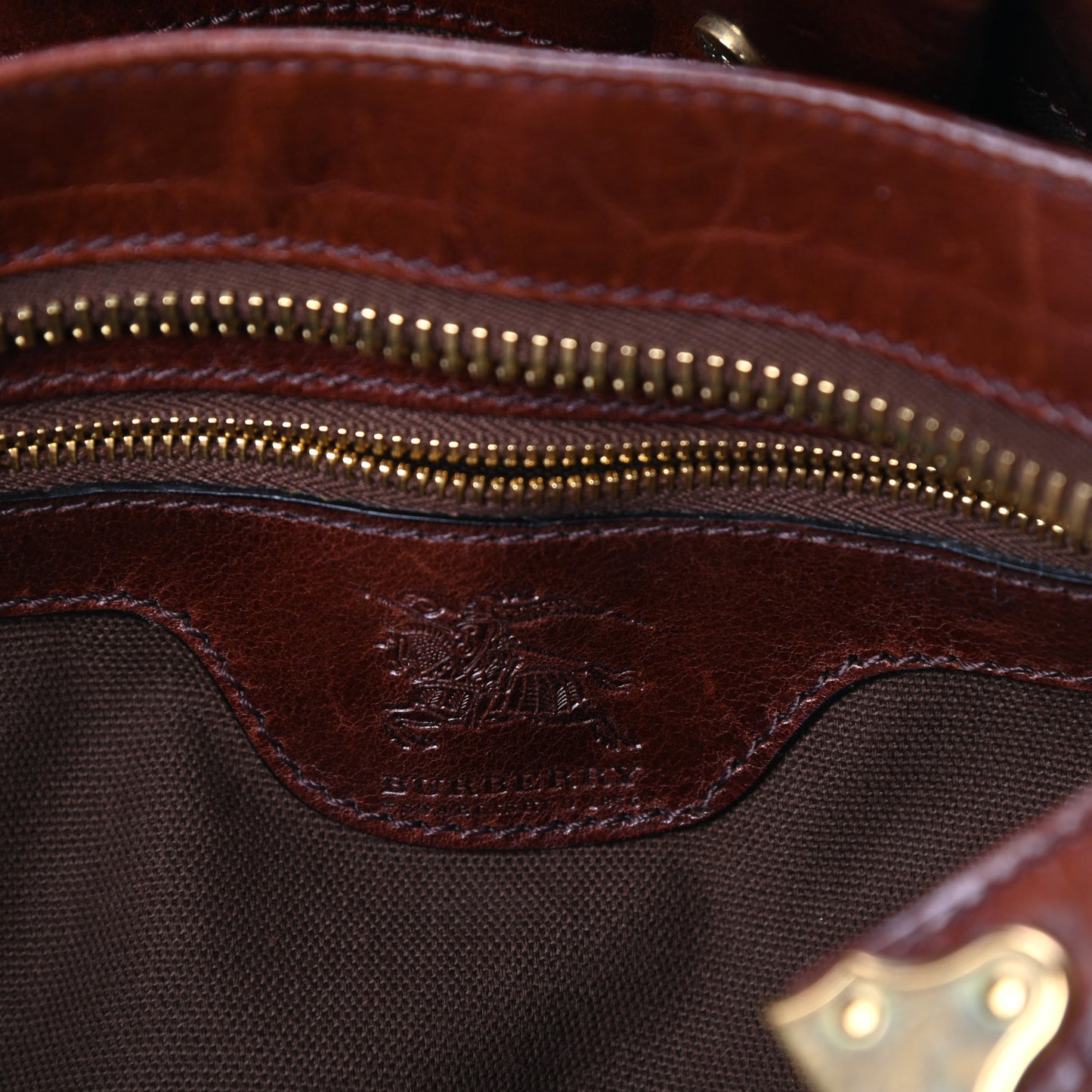 House Check Bridle Calfskin Belted Satchel Brown