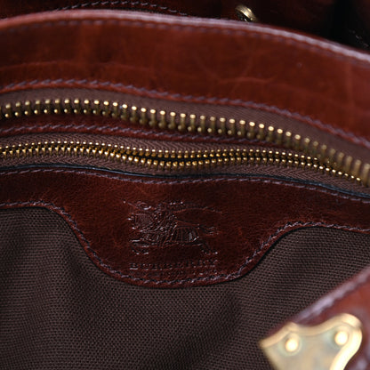 Burberry House Check Bridle Calfskin Belted Satchel Brown 6 of 10