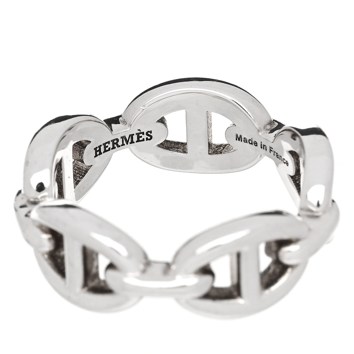 Hermes Sterling Silver PM Chaine d'Ancre Enchainee Band Ring 52 6 4 of 7