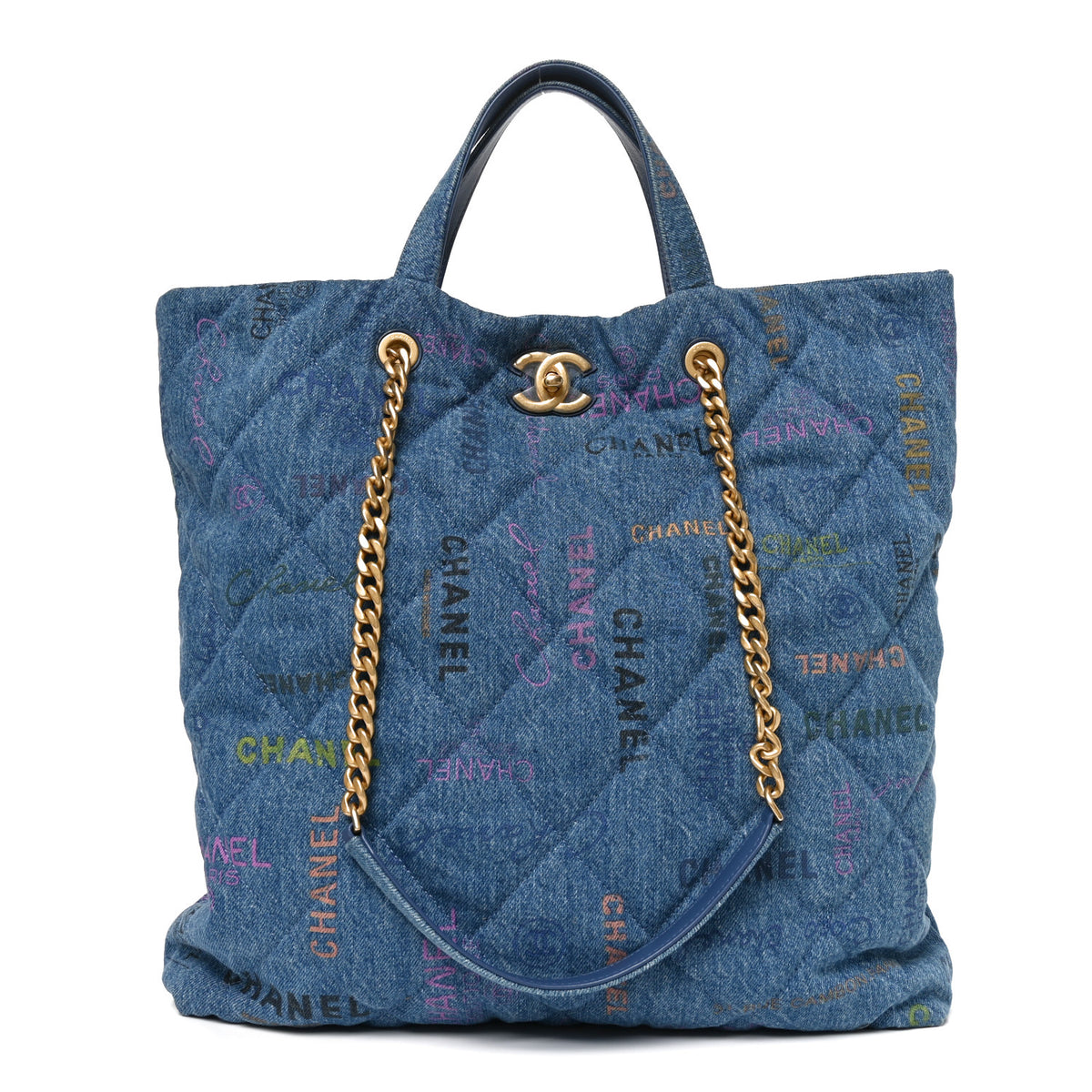 Denim Quilted Denim Mood Maxi Shopping Bag Blue Multicolor