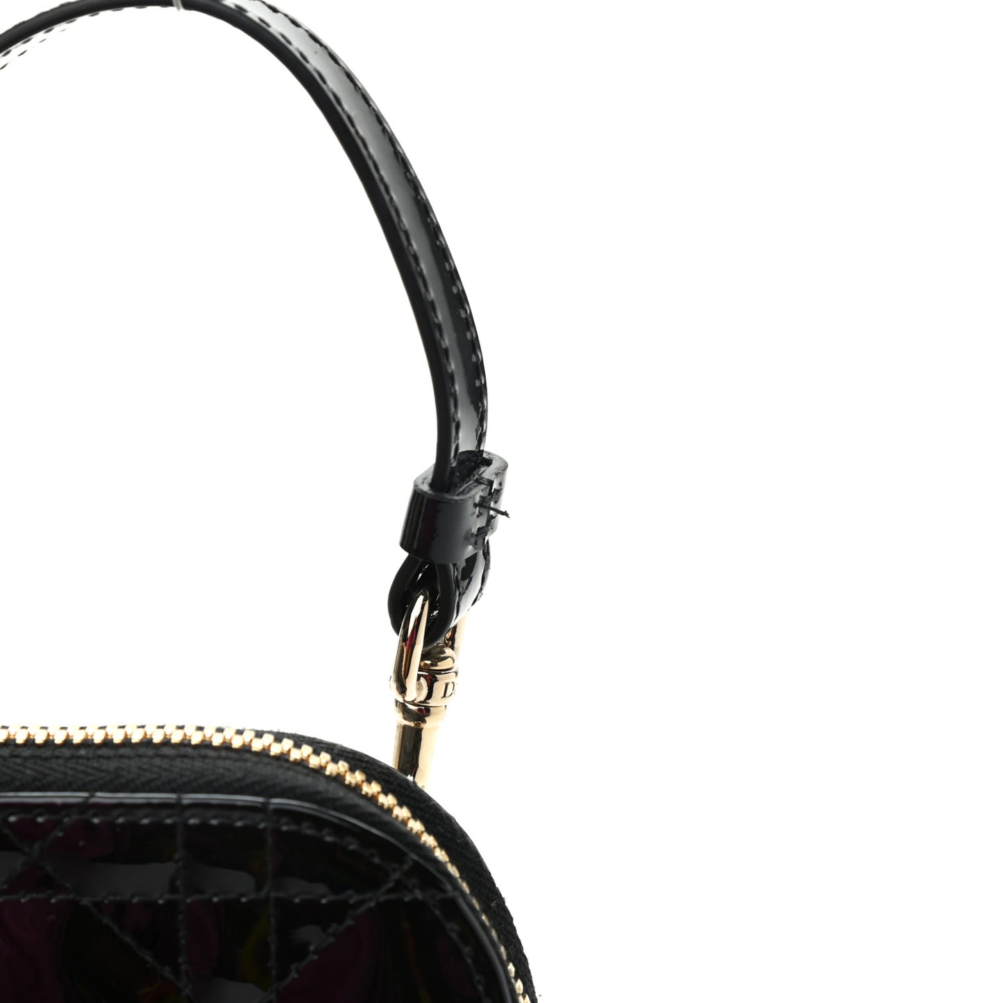 Patent Cannage Lady Dior Phone Holder Black