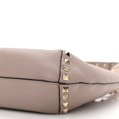 Valentino Garavani Pebbled Calfskin Small Rockstud Flip Lock Hobo Poudre 9 of 10