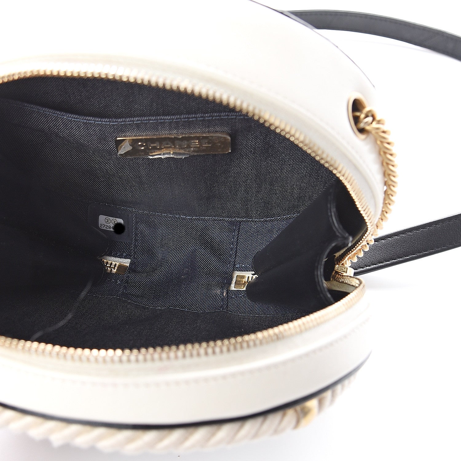 Chanel Crumpled Calfskin Cotton Small En Vogue Round Bag Black 4 of 9