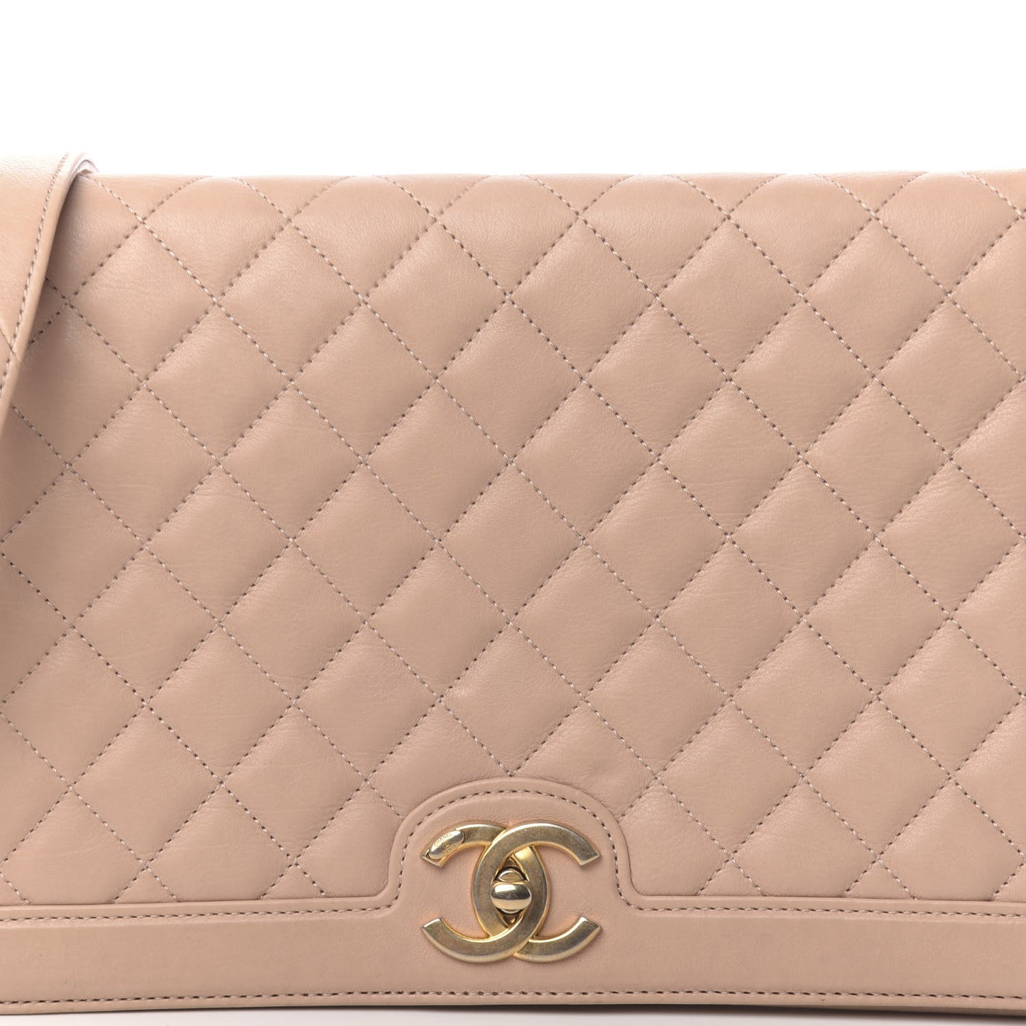 Lambskin Quilted Flap Beige