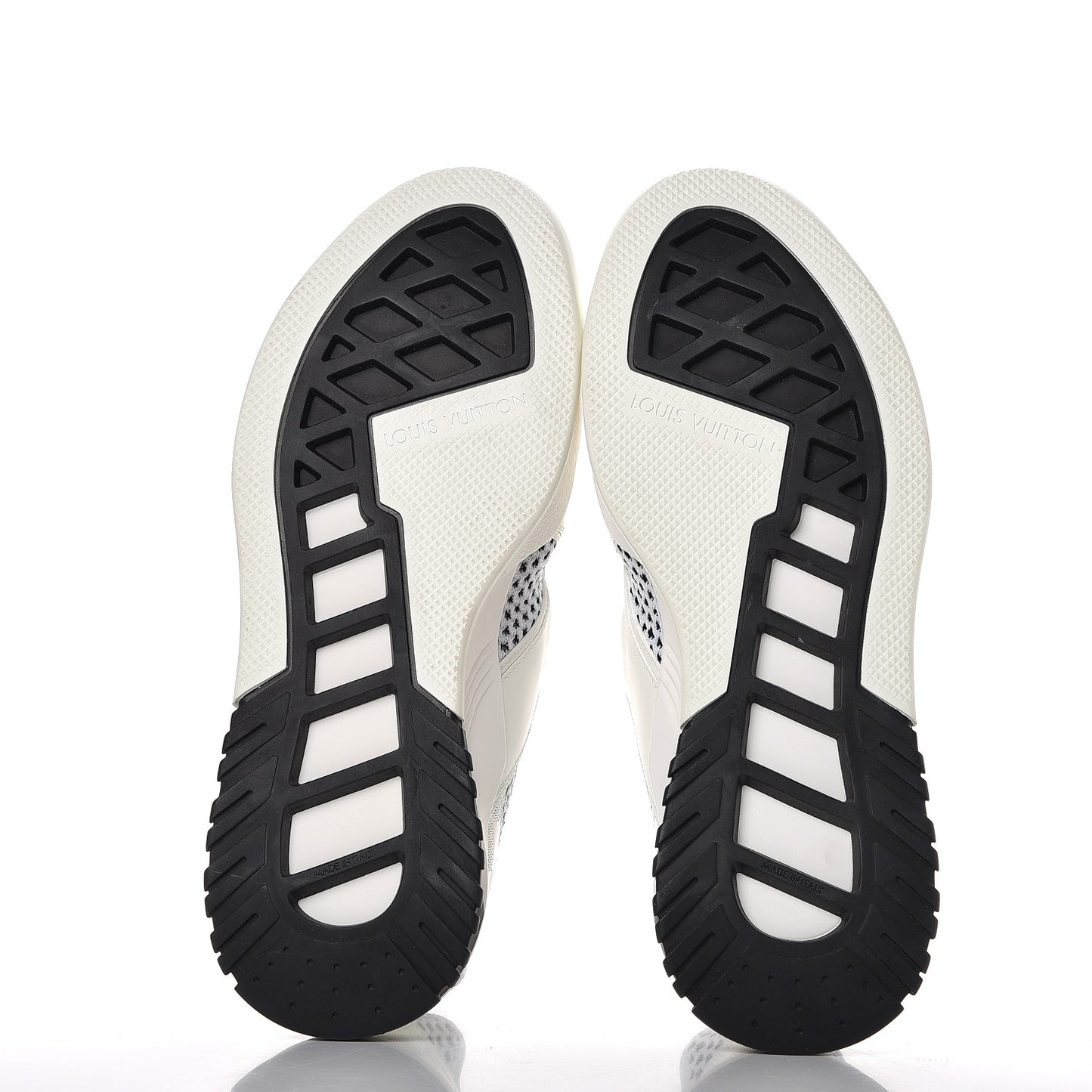 Mesh Calfskin Damier Embossed Fuel Power Sneakers 6 White