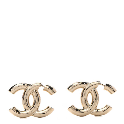 Chanel Metal Large CC Earrings Light Gold 1 of 4