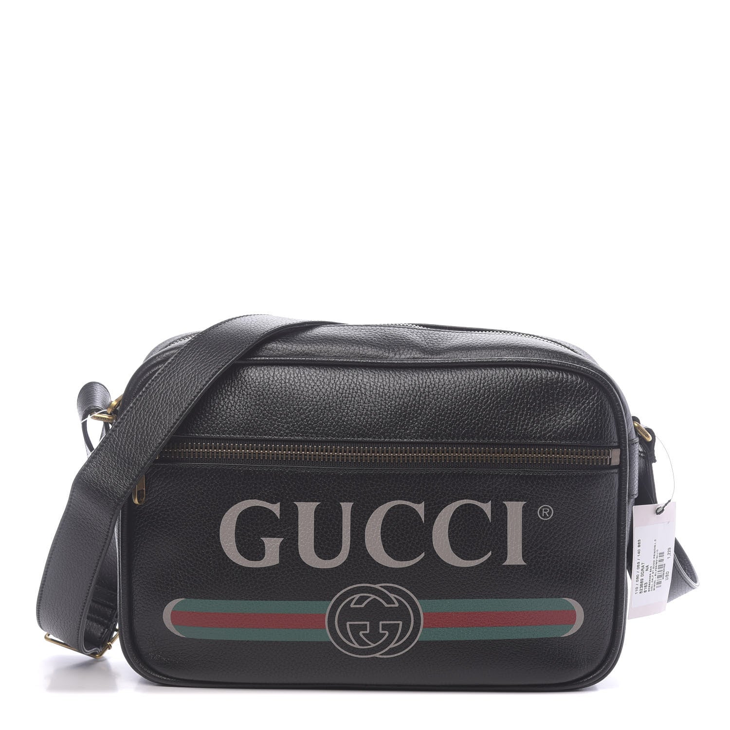 Gucci Pebbled Calfskin Logo Messenger Bag Black 1 of 10