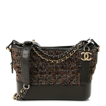 Chanel Tweed Calfskin Quilted Small Gabrielle Hobo Brown 1 of 10