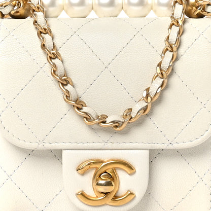 Chanel Goatskin Chic Pearls Clutch On Chain White 8 of 10