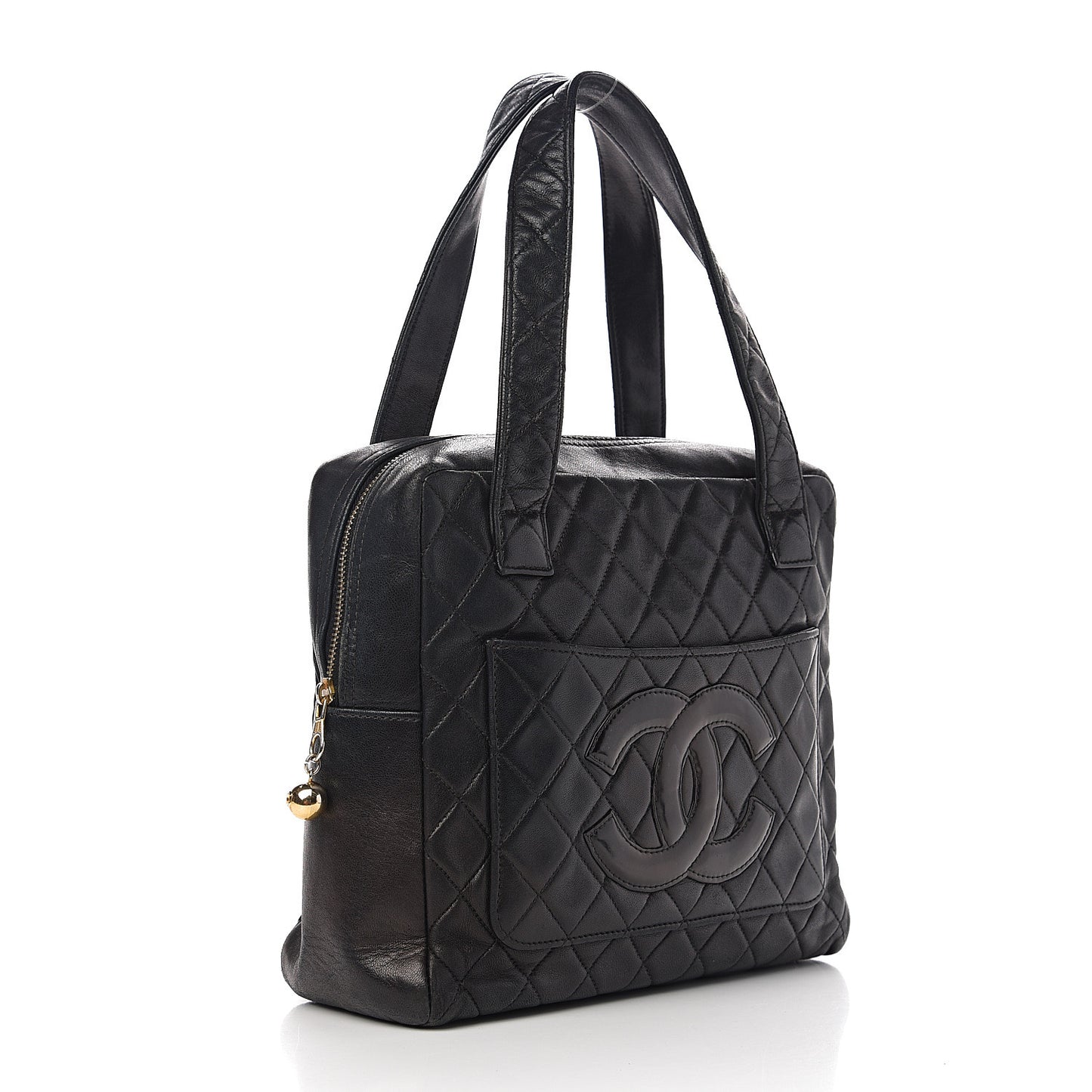Lambskin Quilted CC Tote Black