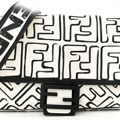 Fendi X JOSHUA VIDES Nappa FF Embossed Baguette White Black 8 of 10