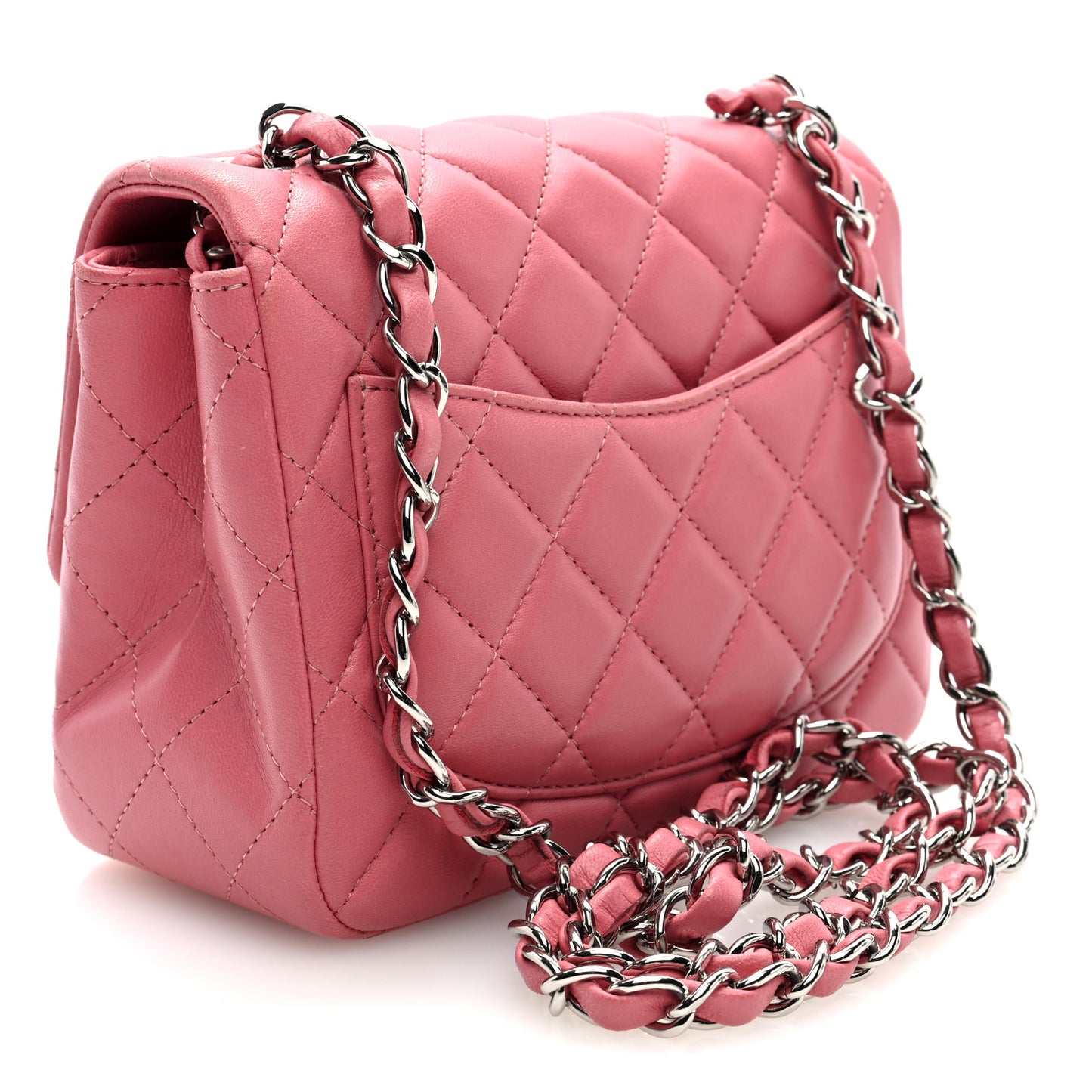 Lambskin Quilted Mini Square Flap Pink