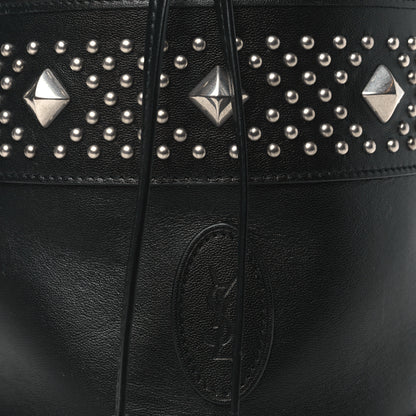 Saint Laurent Smooth Calfskin Studded Small Bahia Drawstring Bucket Bag Black 8 of 10