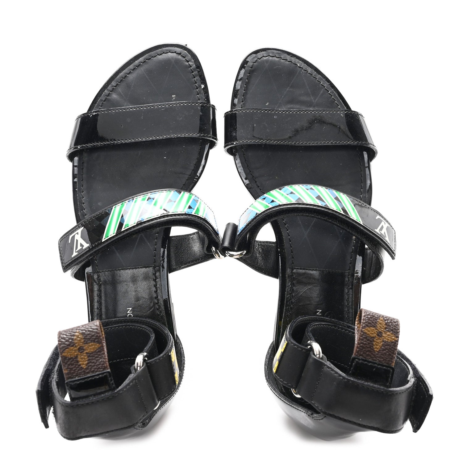 Louis Vuitton Patent Deep Sea Sandals 38 Black 2 of 10