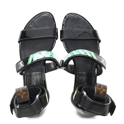 Louis Vuitton Patent Deep Sea Sandals 38 Black 2 of 10