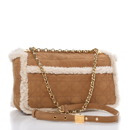 Christian Dior Shearling Cannage Large Caro Bag Camel 3 of 8