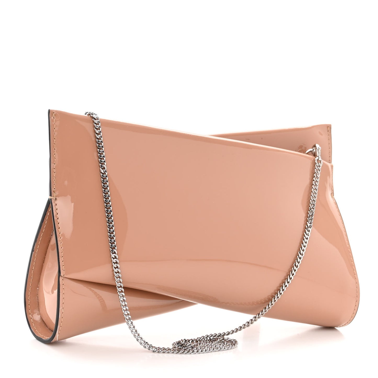 Patent Small Loubi Twist Zip Chain Clutch Bag Blush