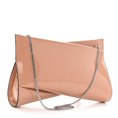 Christian Louboutin Patent Small Loubi Twist Zip Chain Clutch Bag Blush 3 of 10