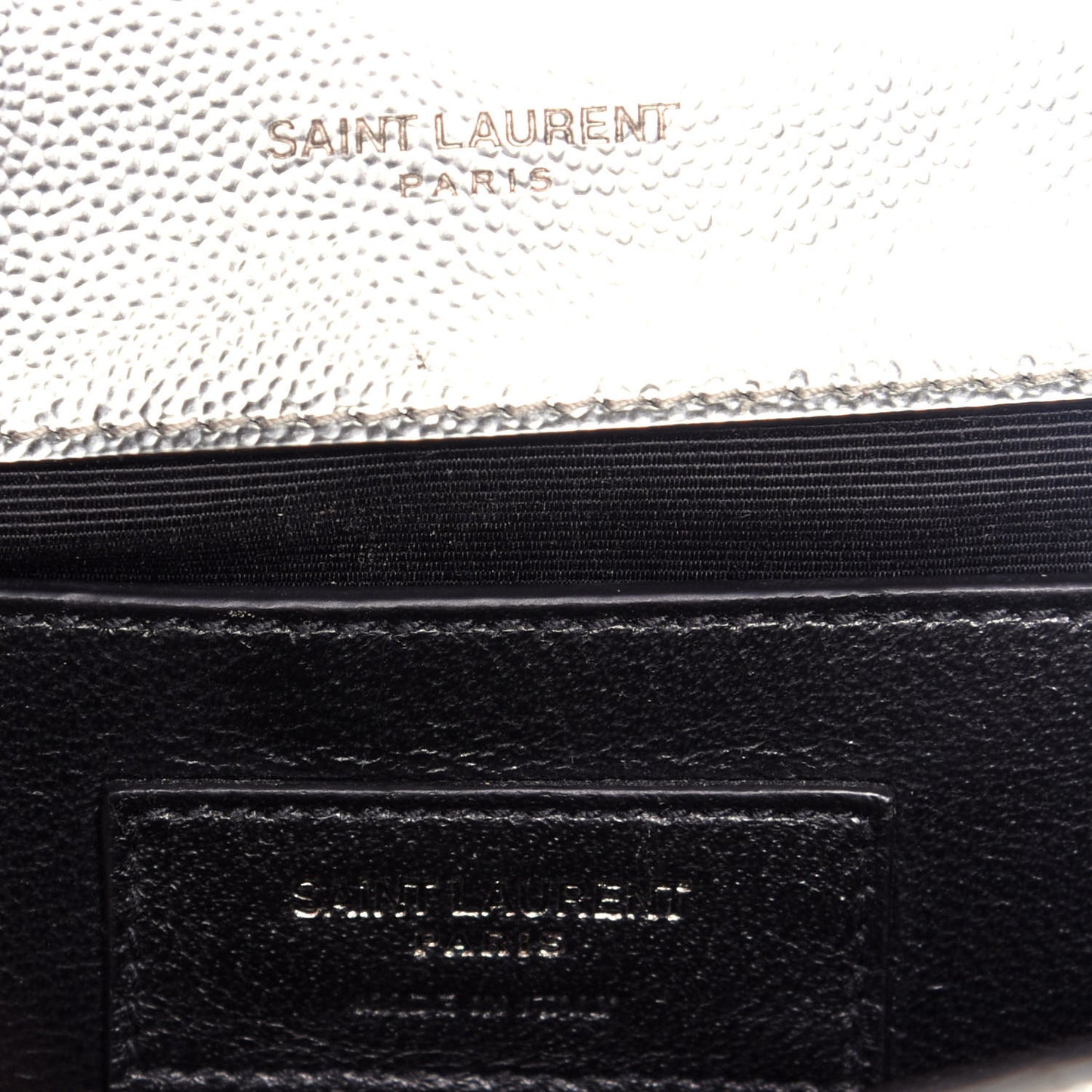 Metallic Grain De Poudre Textured Mixed Matelasse Triquilt Medium Monogram Satchel Silver